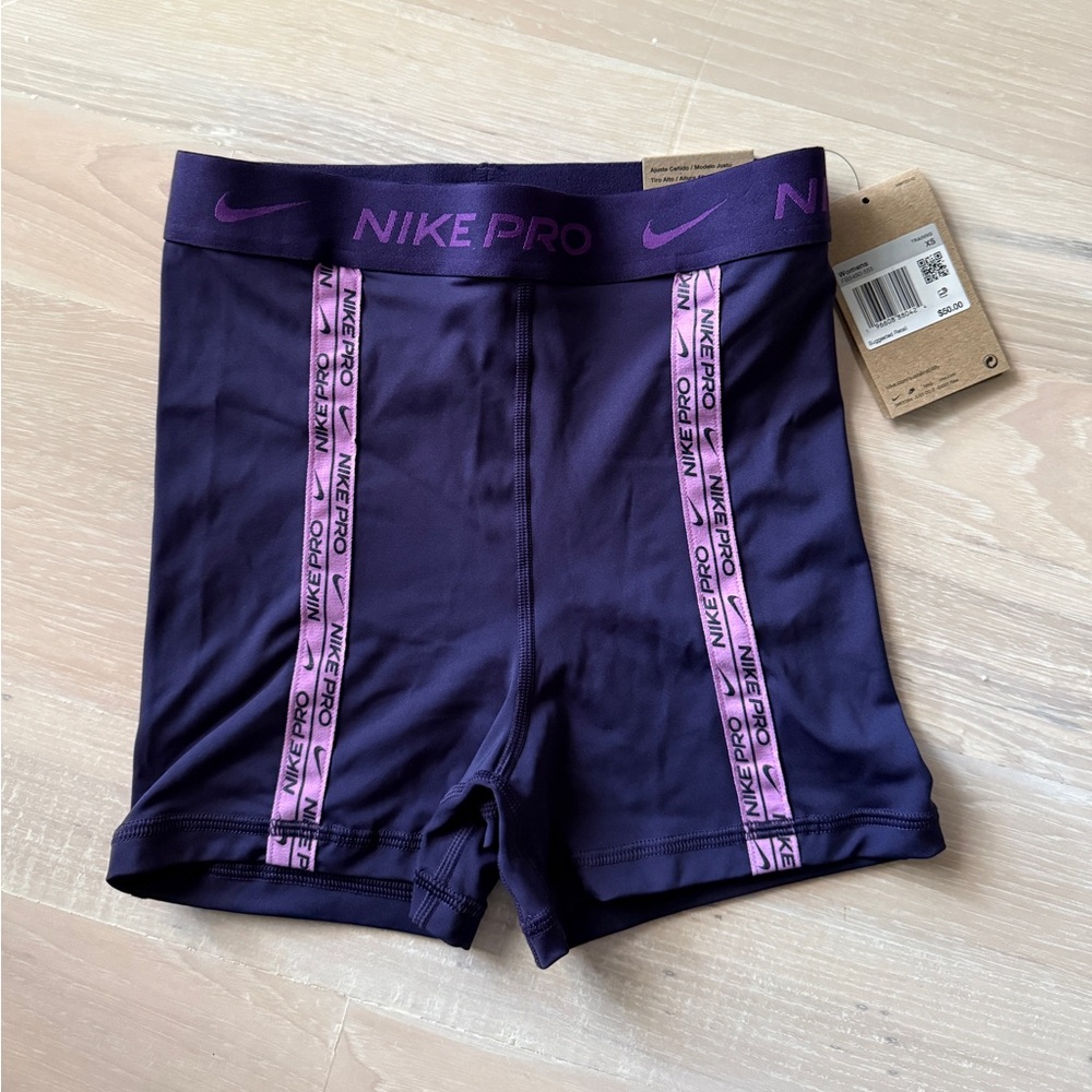 Nike Pro Dri-FIT Women's High-Waisted Shorts - Purple - XS
